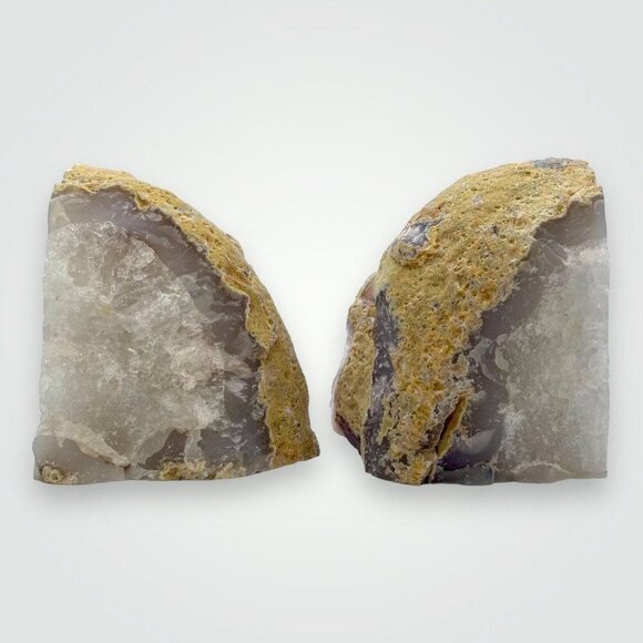 Agate Bookends Crystal Geode Center Natural Stone Book End Bookshelf Decor  (MO) - Picture 8 of 10